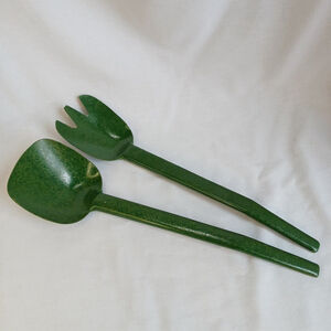 Vintage Flintwood MCM Green Melamine Salad Serving Set Large